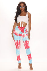 Soak It Up Tie Dye Skinny Jeans - Red/combo Ins Street